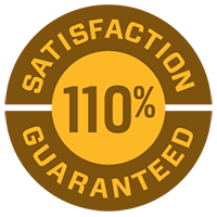A logo of hundred percent satisfaction guarantee
